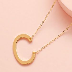 C Letter Charm Gold Statement Necklace